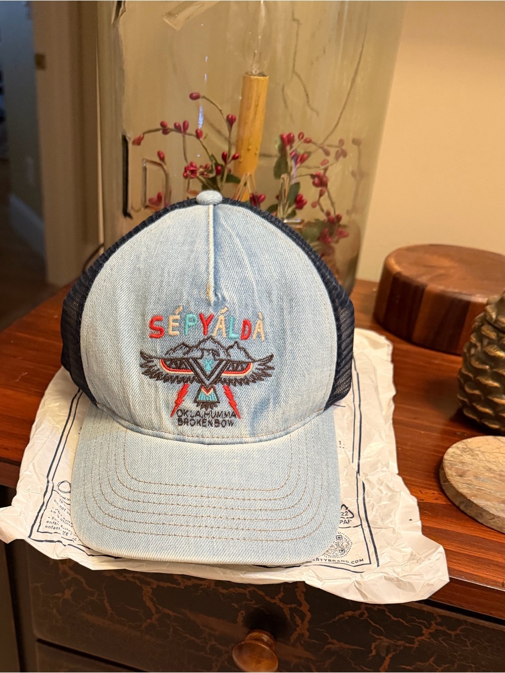 FAHERTY NATIVE DESIGNED
Steven Paul Judd Thunderbird Denim Hat Light Indigo Wash